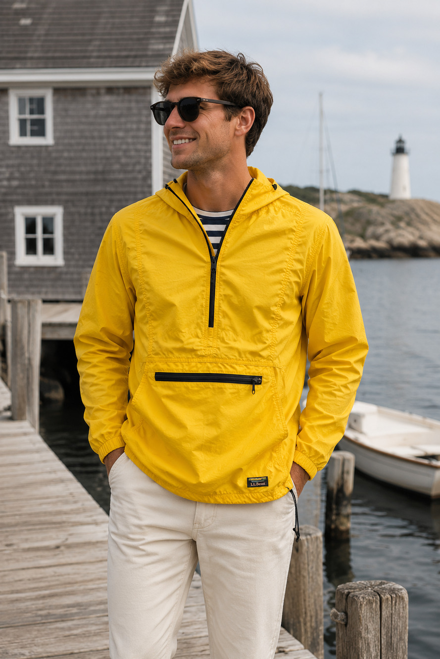 Vintage gorpcore LL Bean Vintage rain jacket yellow Med preppy outdoors hiking